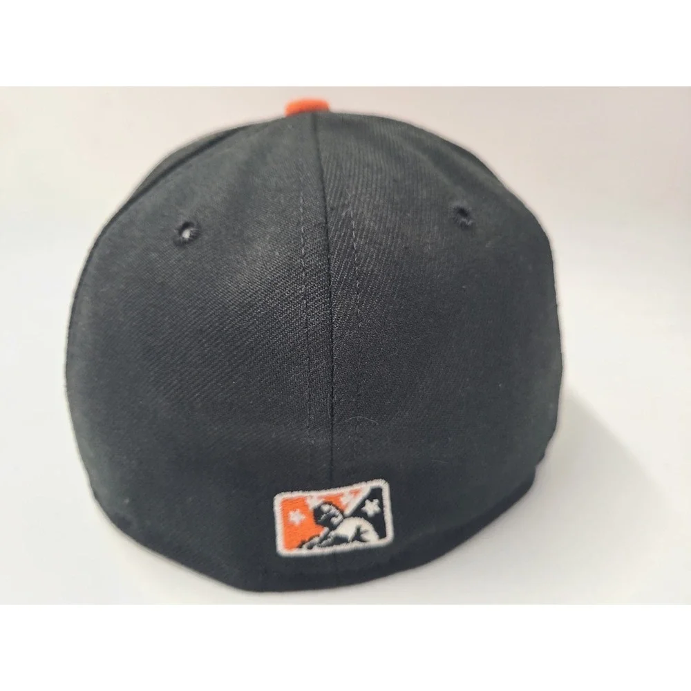 Vintage Bowie Baysox New Era 59Fifty Fitted 7 Hat Cap Wool Men MiLB Black Orange